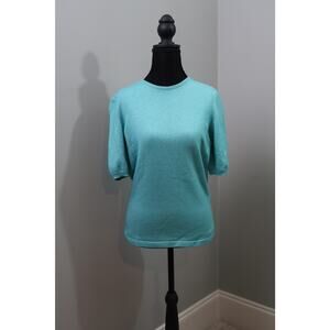 Debra C Beverly Hills Aqua Cashmere Silk Short Sleeve Sweater